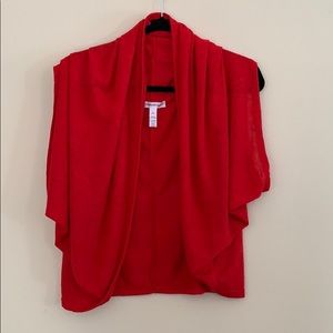 Red Sleeveless Open Cardigan Sweater - Small, NWOT